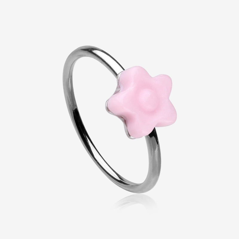 Kawaii Pop Sweet Flower Bendable Hoop Ring 20 GA (0.8mm), 5/16″ (8mm)