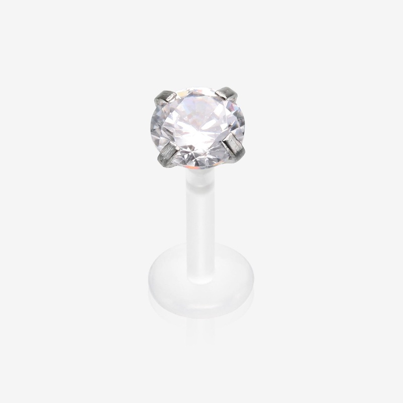 Sparkle Gem Prong Bio-Flex Labret* 16 GA (1.2mm), Gem: 2mm