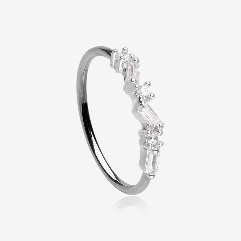Sparkle Overload ZigZag Multi-Gem Bendable Hoop Ring 20 GA (0.8mm), 5/16″ (8mm)