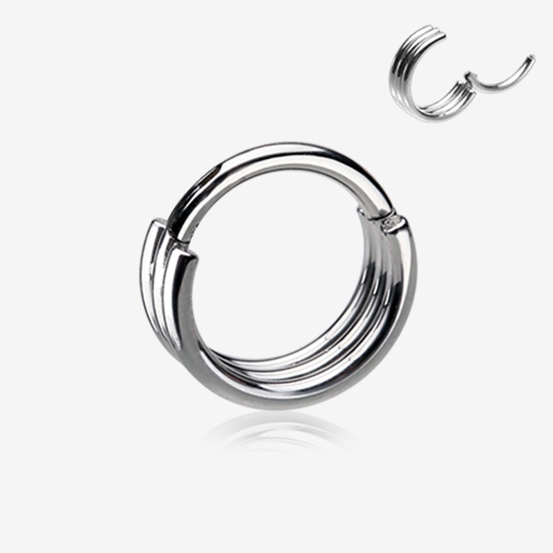 Triple Stack Hinged Steel Segment Clicker Ring 16 GA (1.2mm), 5/16″ (8mm)