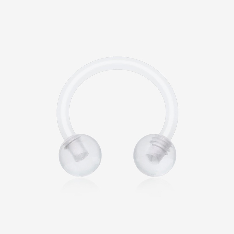 UV Acrylic Flexible Shaft Horseshoe Circular Barbell* 16 GA (1.2mm), 5/16″ (8mm), Ball: 3mm