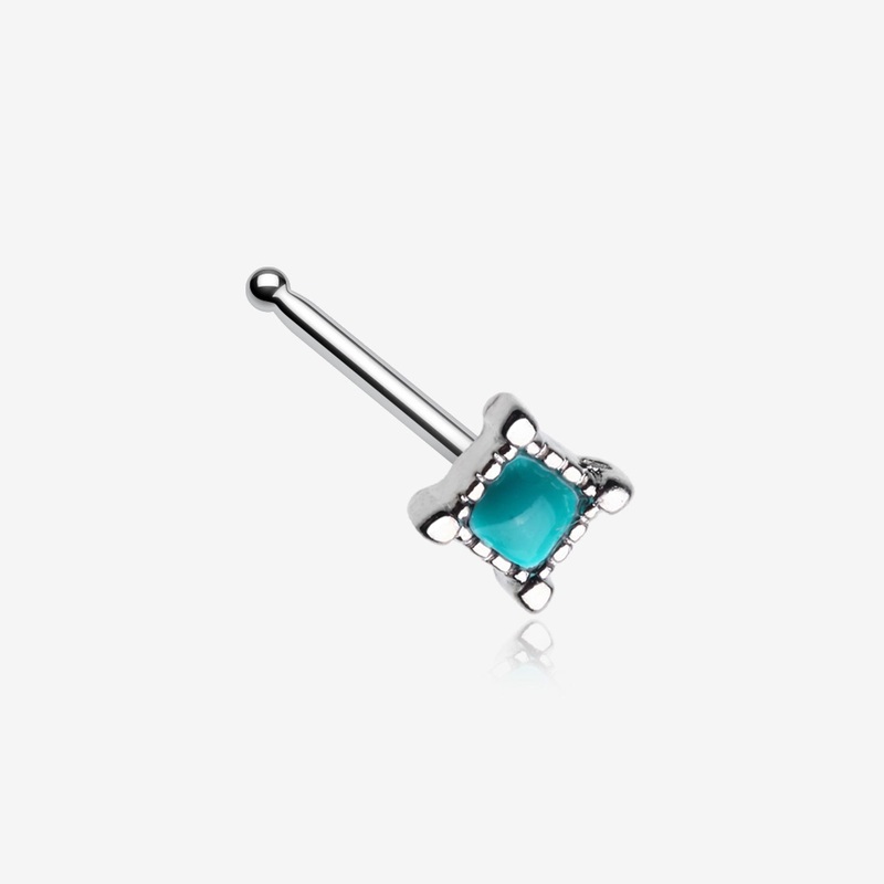Vintage Turquoise Square Nose Stud Ring