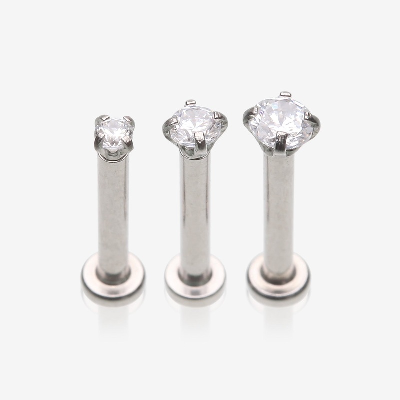 3 Pcs of Assorted Prong Set Sparkle Gem Steel Micro Labret Package
