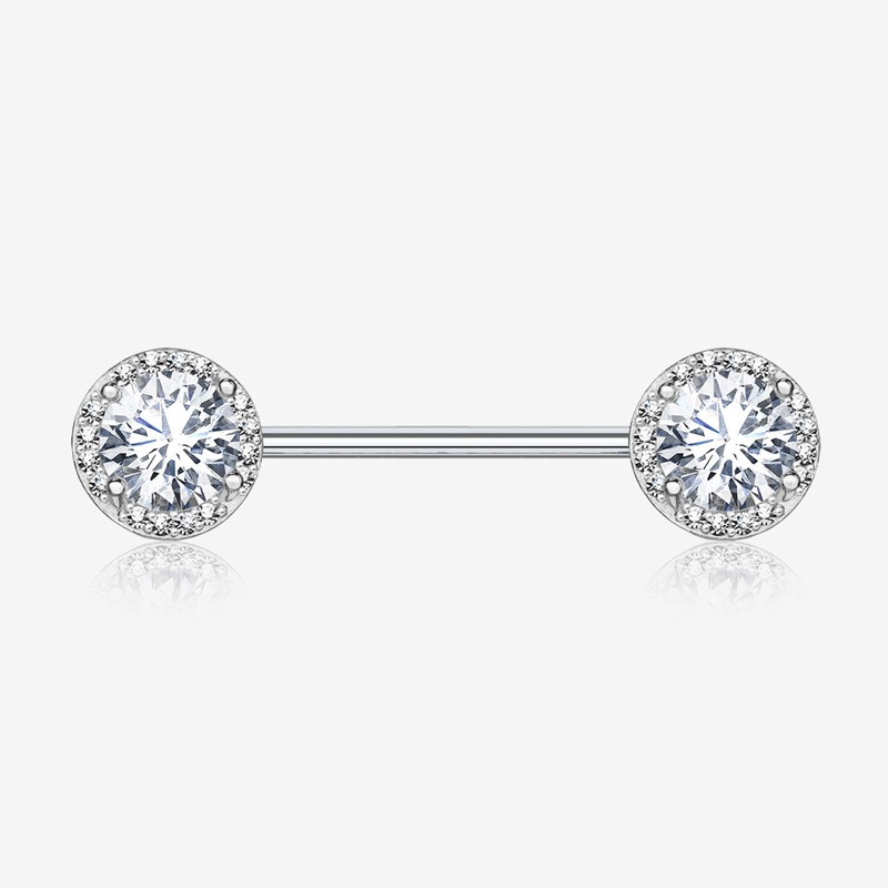 A Pair of Brilliant Multi-Gem Sparkle Nipple Barbell 14 GA (1.6mm), 1/2″ (12mm)