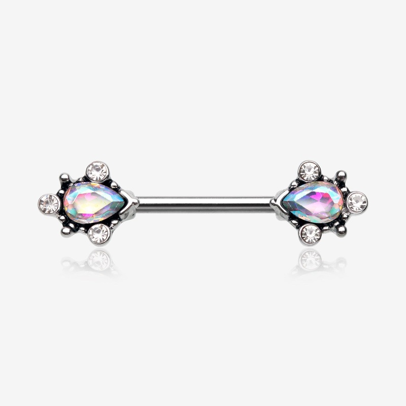 A Pair of Vintage Thorn Filigree Gem Sparkle Nipple Barbell
