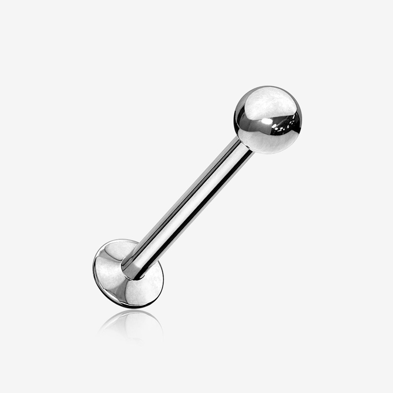 Basic Ball Top Threadless Push-In Steel Labret 20 GA (0.8mm), 1/4″ (6mm), Ball: 2mm