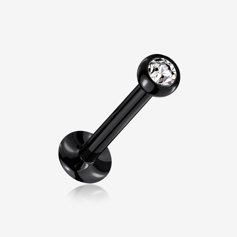 Blackline Basic Gem Ball Top Threadless Push-In Steel Labret 20 GA (0.8mm), 1/4″ (6mm), Gem: 2mm