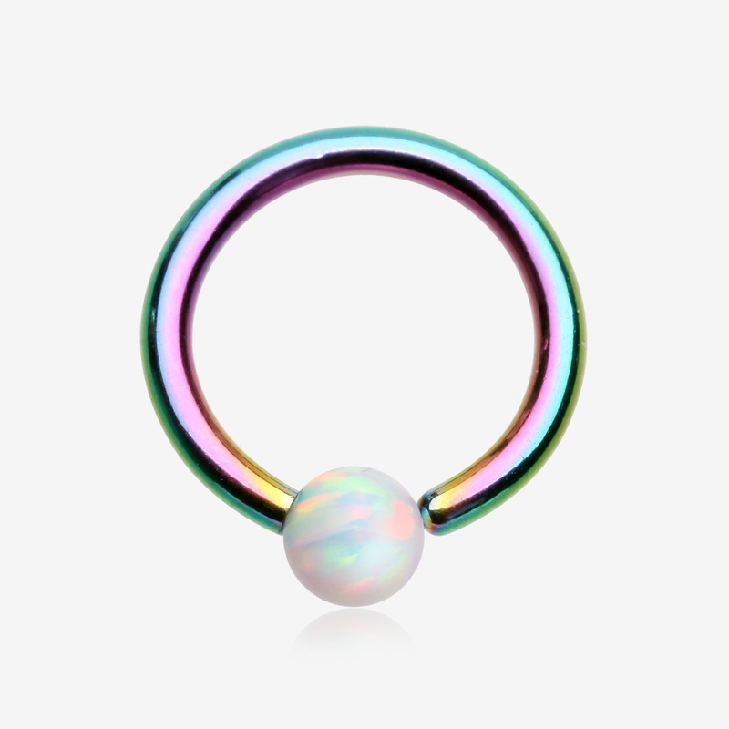 Colorline Fire Opal Basic Bendable Twist Hoop Ring 20 GA (0.8mm), 1/4″ (6mm), Gem: 2mm