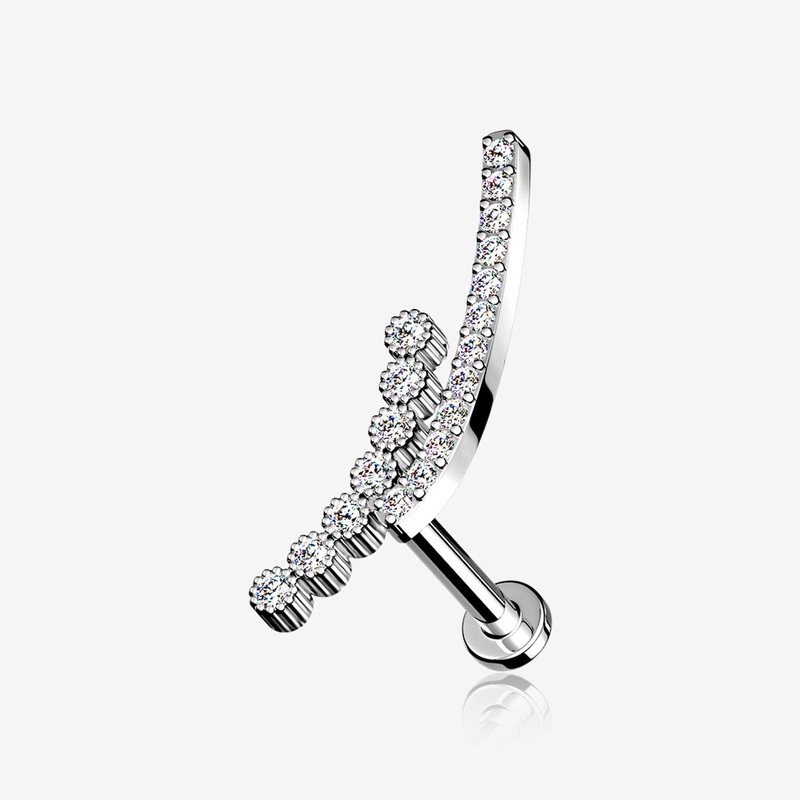 Curvature Sparkle Lined Internally Threaded Labret 16 GA (1.2mm), 1/4″ (6mm)