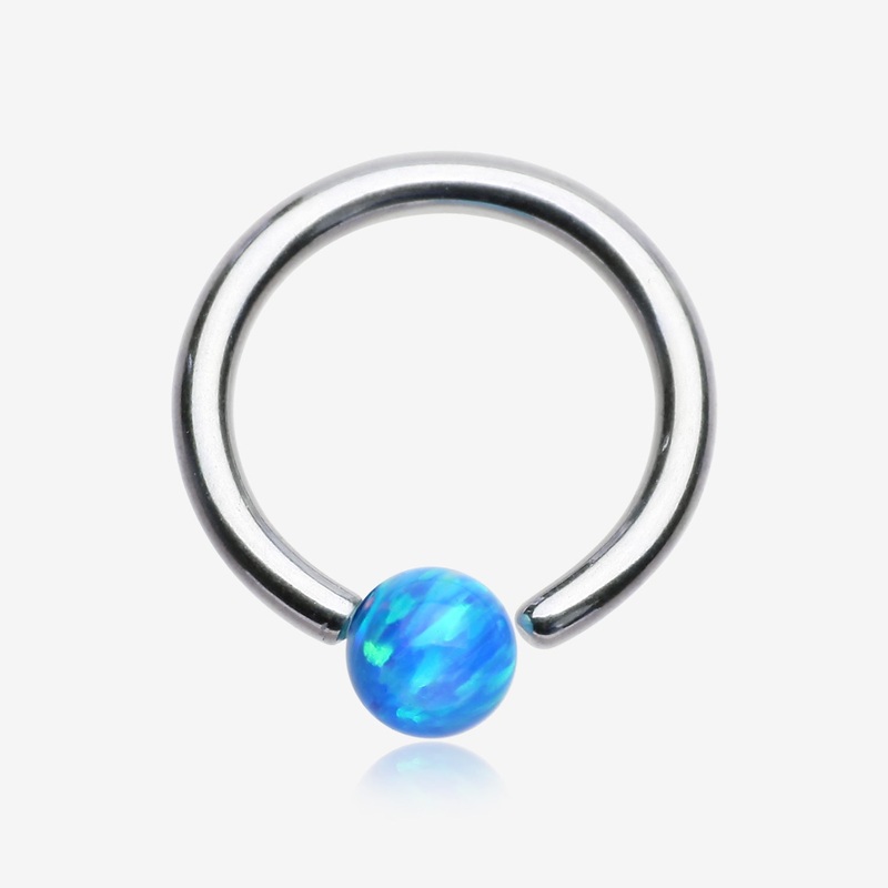Fire Opal Basic Bendable Twist Hoop Ring 20 GA (0.8mm), 1/4″ (6mm), Gem: 2mm