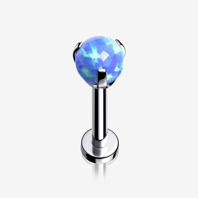 Fire Opal Claw Prong Set Sparkle Internally Threaded Labret