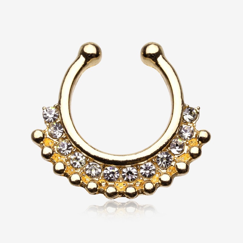 Golden Divine Sparkle Fake Septum Clip-On Ring*