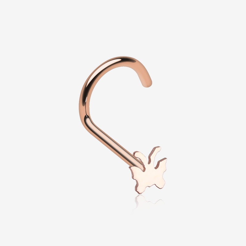 Rose Gold Dainty Butterfly Nose Screw Ring*