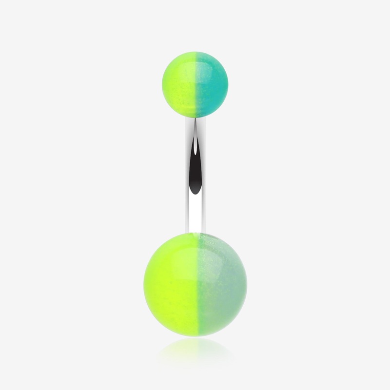 Two Toned Glow in the Dark Acrylic Belly Button Ring*