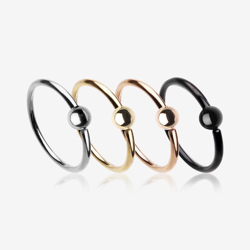 4 Pcs of Assorted Color Plated Fixed Ball CBR Style Bendable Hoop Ring Package 20 GA (0.8mm), 1/4″ (6mm), Ball: 3mm