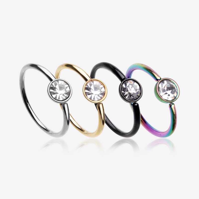 4 Pcs of Assorted Color Plated Press-Fit Gem Bendable Hoop Ring Package