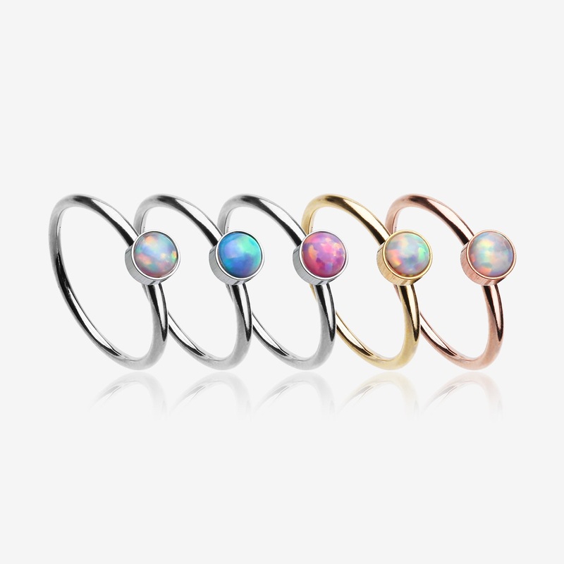 5 Pcs of Assorted Color Fire Opal Sparkle Bezel Set Bendable Hoop Ring Package