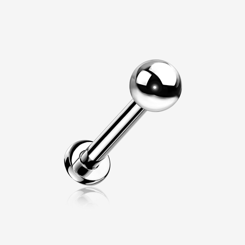 Implant Grade Titanium OneFit Threadless Basic Ball Top Flat Back Stud Labret 16 GA (1.2mm), 1/4″ (6mm), Ball: 3mm