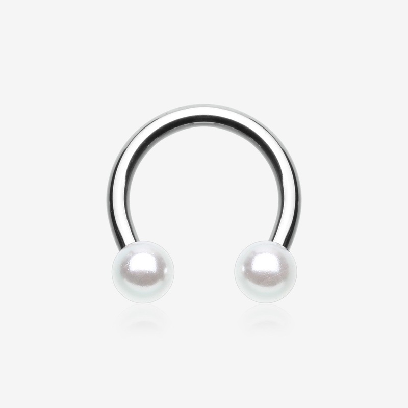 Luster Pearlescent Ball Ends Horseshoe Circular Barbell 16 GA (1.2mm), 5/16″ (8mm), Ball: 3mm