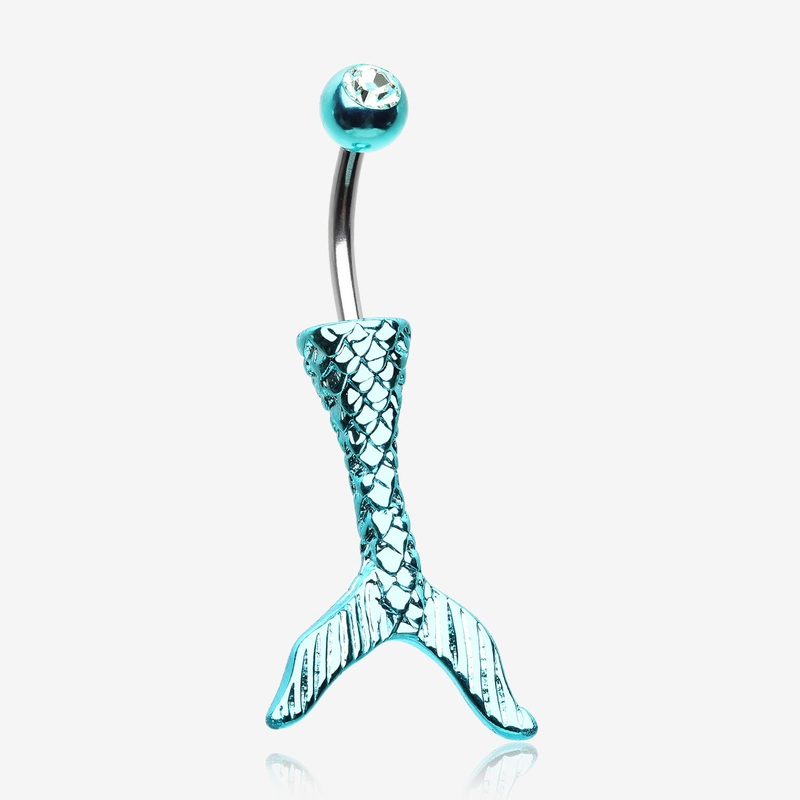 Mystic Teal Mermaid Tail Belly Button Ring*