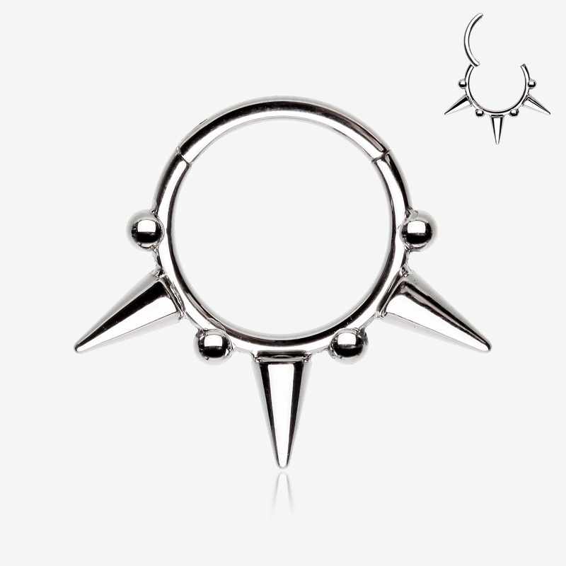 Spike Tribal Luna Orbit Seamless Clicker Hoop Ring 16 GA (1.2mm), 5/16″ (8mm)
