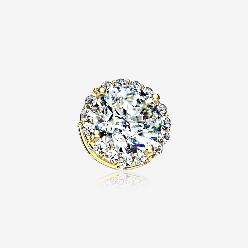 14 Karat Gold Brilliant Sparkle Burst Dermal Anchor Top Part