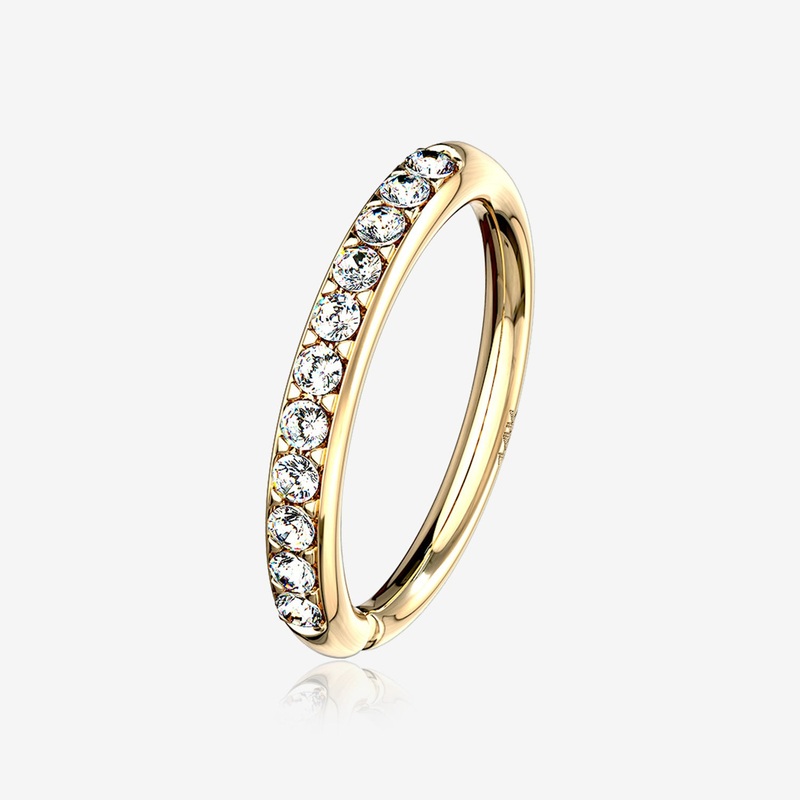 14 Karat Gold Brilliant Sparkle Lined Multi-Gem Bendable Hoop Ring 20 GA (0.8mm), 1/4″ (6mm)