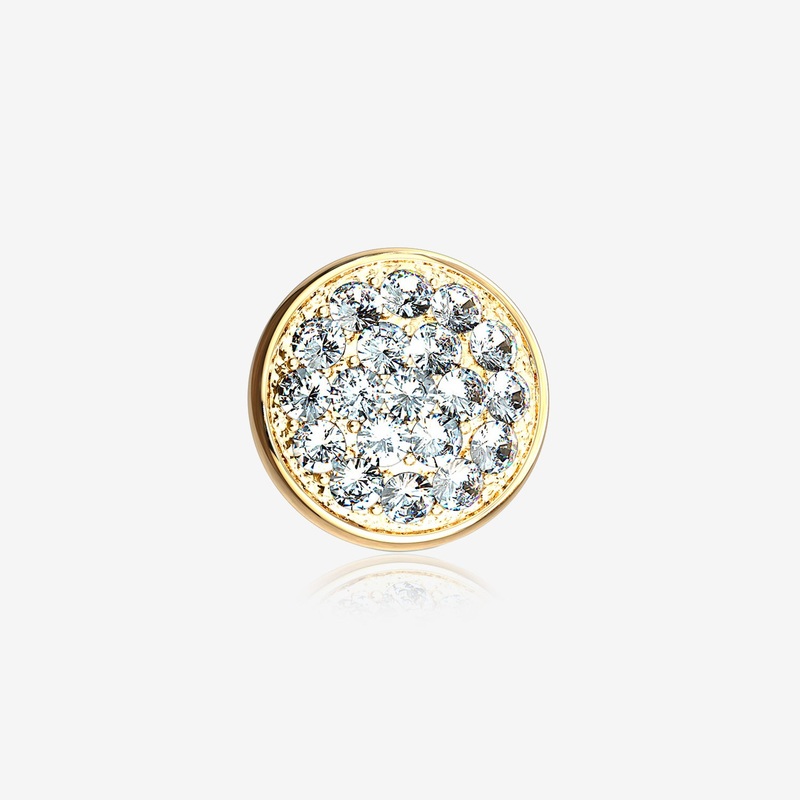 14 Karat Gold Brilliant Sparkle Multi-Gem Round Dermal Anchor Top Part