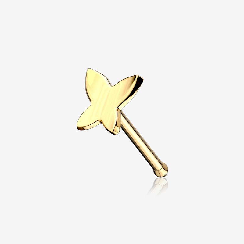 14 Karat Gold Butterfly Nose Stud Ring