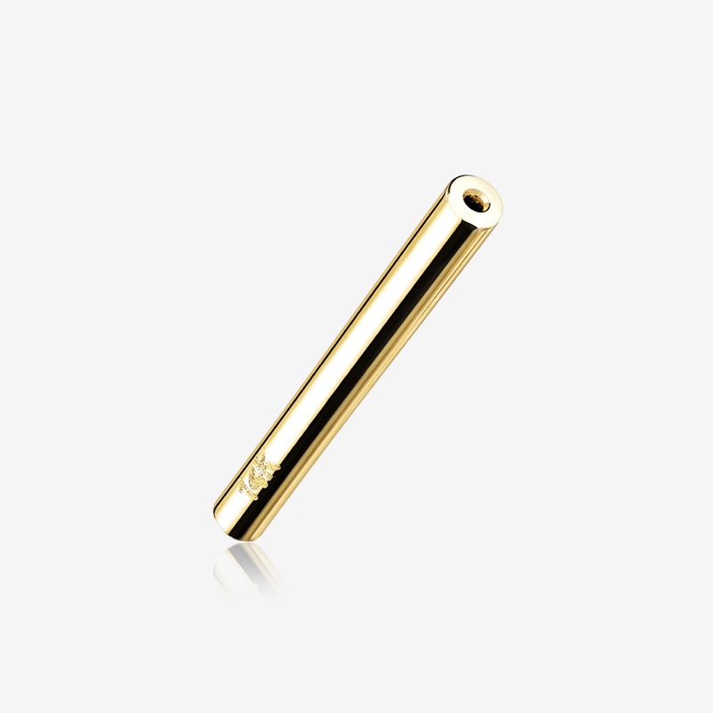 14 Karat Gold OneFit Threadless Barbell Bar Part 18 GA (1mm), 3/8″ (10mm)