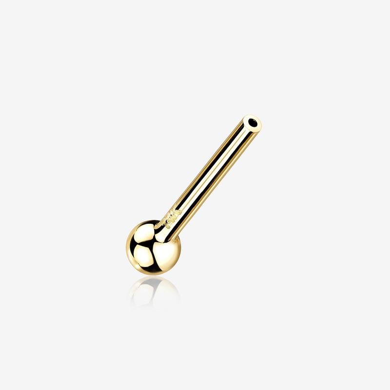 14 Karat Gold OneFit Threadless Fixed Ball End Barbell Bar Part 18 GA (1mm), 1/4″ (6mm), Ball: 3mm