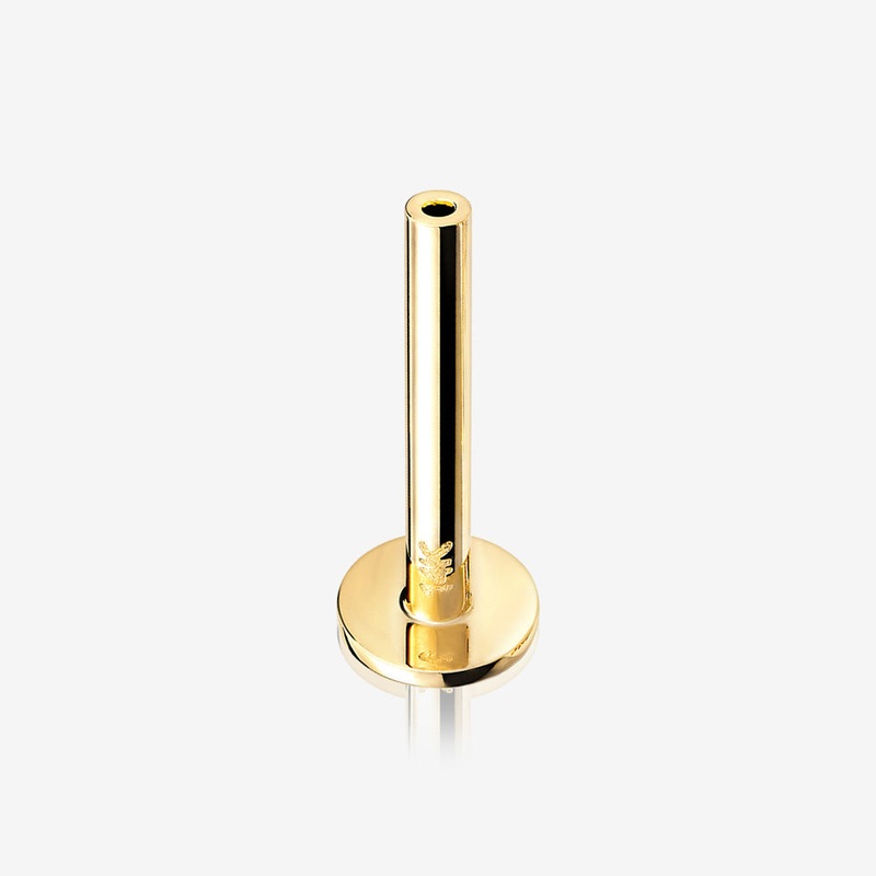 14 Karat Gold OneFit Threadless Flat Back Stud Labret Bar Part 18 GA (1mm), 1/4″ (6mm)