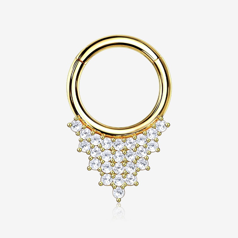 14 Karat Gold Shimmering Sparkles Array Seamless Clicker Hoop Ring