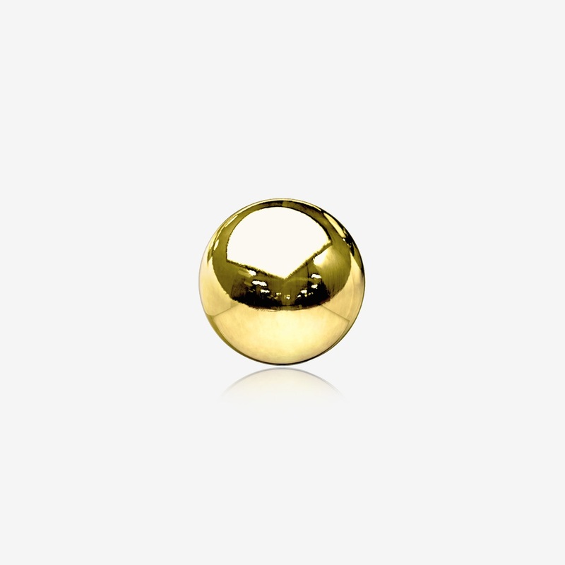 14 Karat Gold Threaded Solid Ball Top Part 16 GA (1.2mm), Ball: 3mm