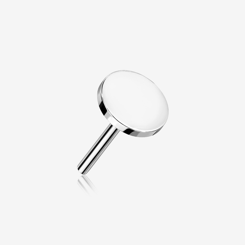 14 Karat White Gold OneFit Threadless Flat Round Top Part 3mm
