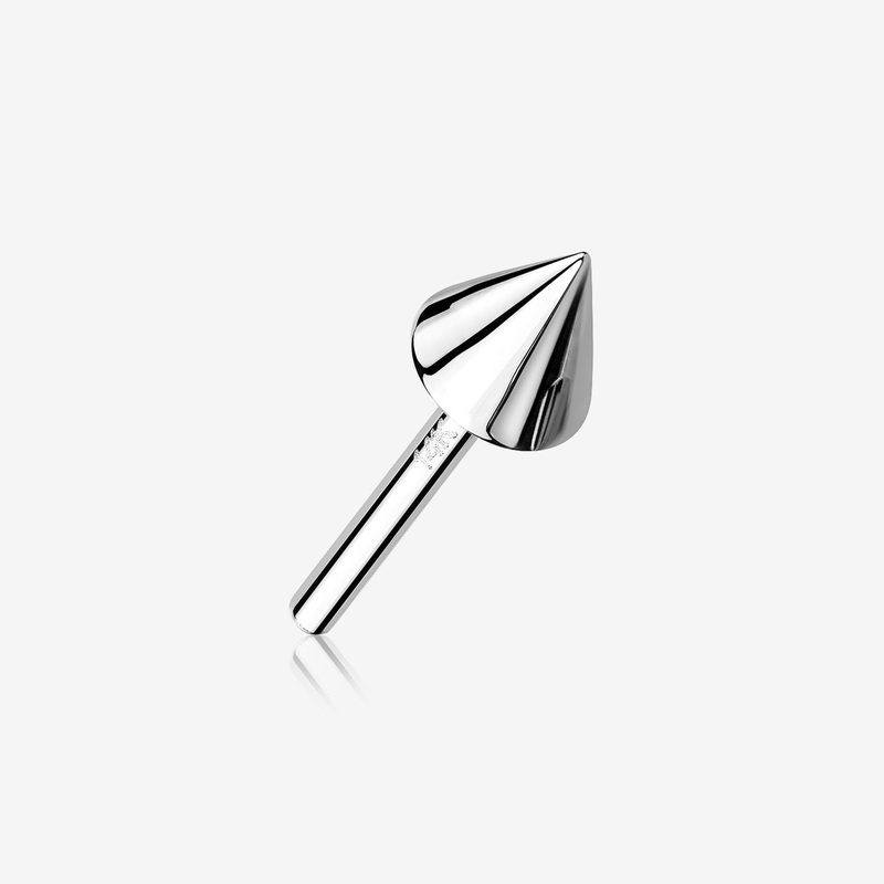 14 Karat White Gold OneFit Threadless Spike Top Part 2mm