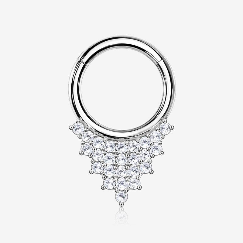 14 Karat White Gold Shimmering Sparkles Array Seamless Clicker Hoop Ring