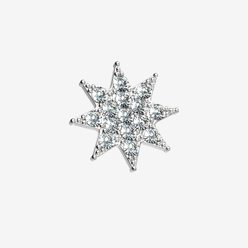 14 Karat White Gold Sparkle Starburst Dermal Anchor Top Part