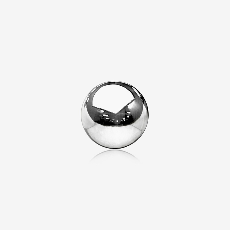 14 Karat White Gold Threaded Solid Ball Top Part 16 GA (1.2mm), Ball: 3mm