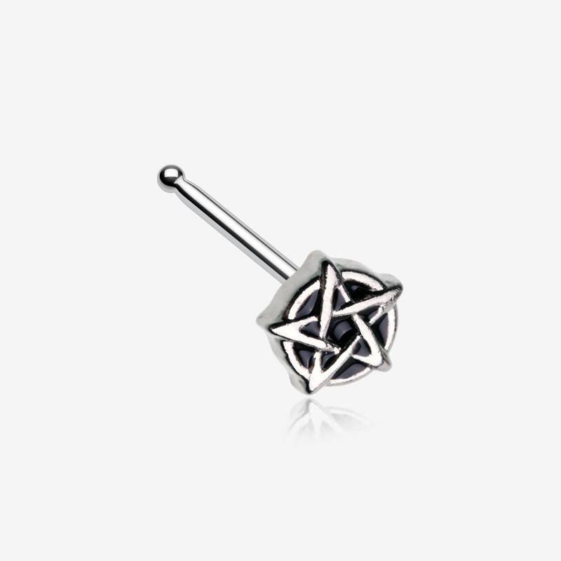 Black Pentagram Star Gothic Nose Stud Ring