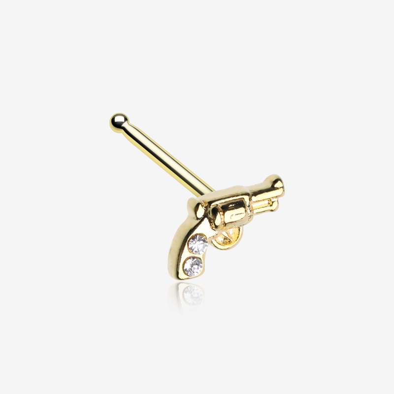 Golden Sparkle Pistol Gun Nose Stud Ring