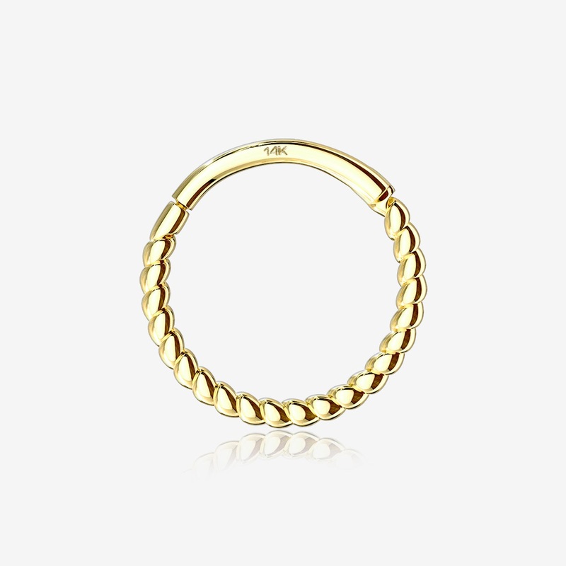 14 Karat Gold Classic Rope Clicker Hoop Ring 16 GA (1.2mm), 1/4″ (6mm)