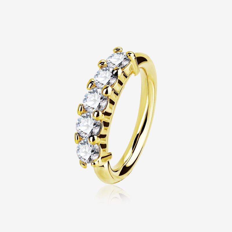 14 Karat Gold Multi-Gem Crown Prong Set Bendable Hoop Ring 20 GA (0.8mm), 5/16″ (8mm)