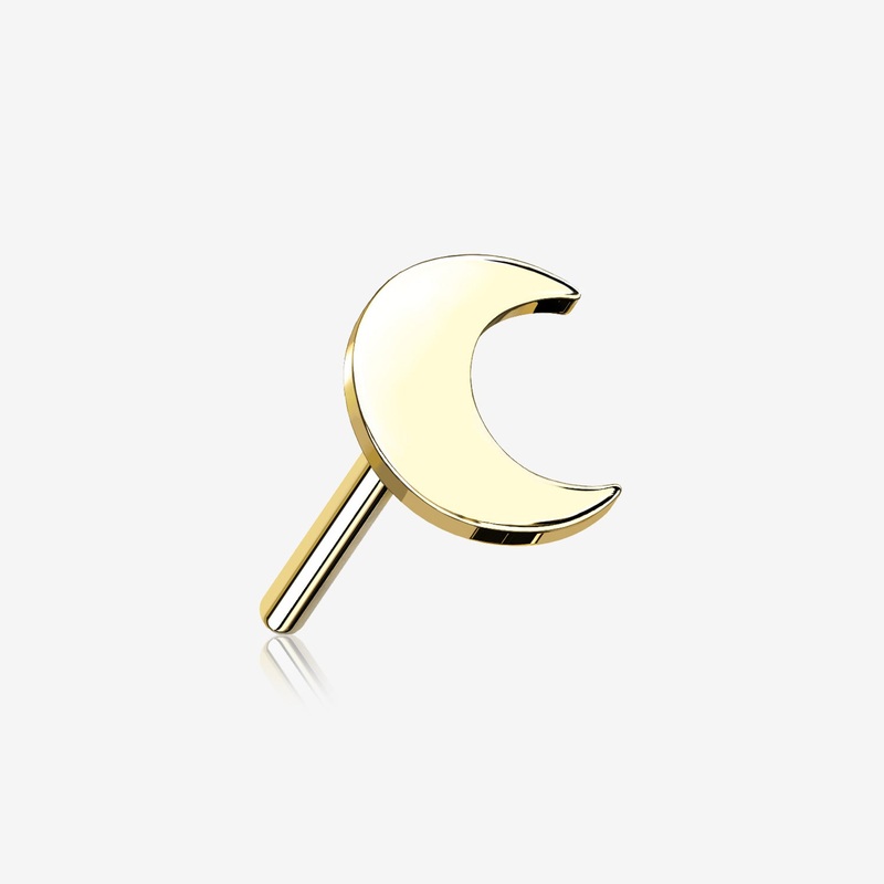 14 Karat Gold OneFit Threadless Flat Crescent Moon Top Part 3mm