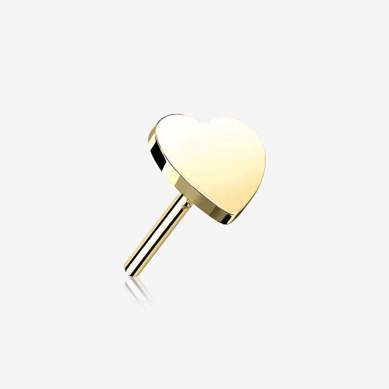 14 Karat Gold OneFit Threadless Flat Heart Top Part 3mm