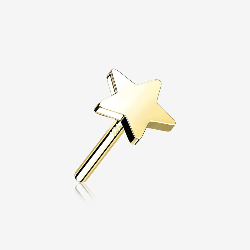 14 Karat Gold OneFit Threadless Flat Star Top Part 3mm