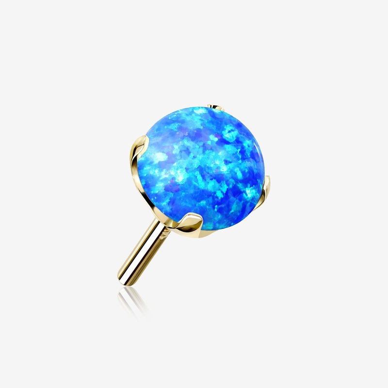 14 Karat Gold OneFit Threadless Prong Set Fire Opal Top Part 2mm
