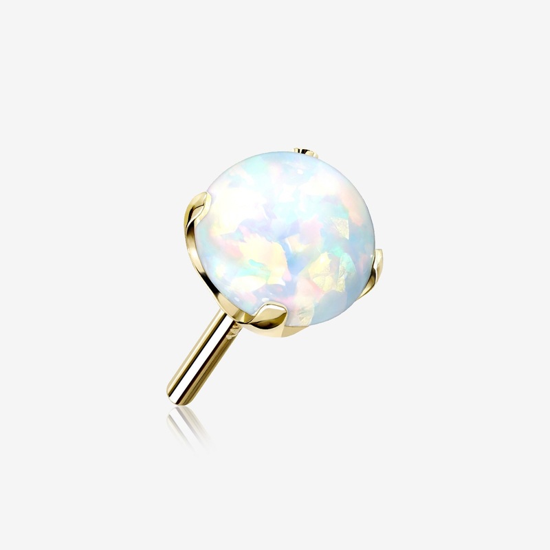 14 Karat Gold OneFit Threadless Prong Set Fire Opal Top Part 3mm