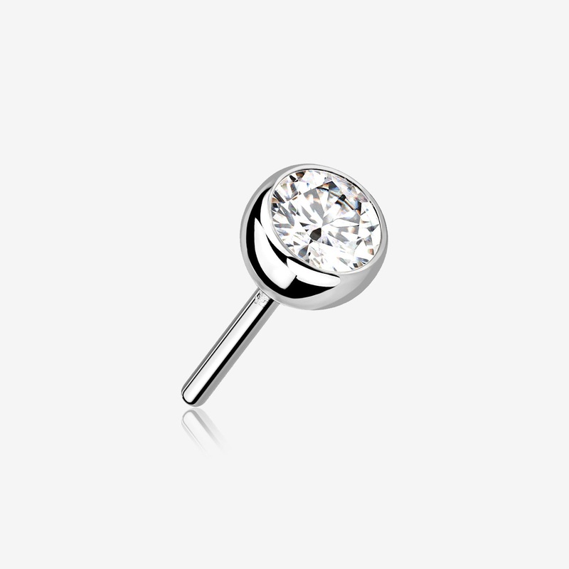 14 Karat White Gold OneFit Threadless Bezel Set Gem Top Part 2mm