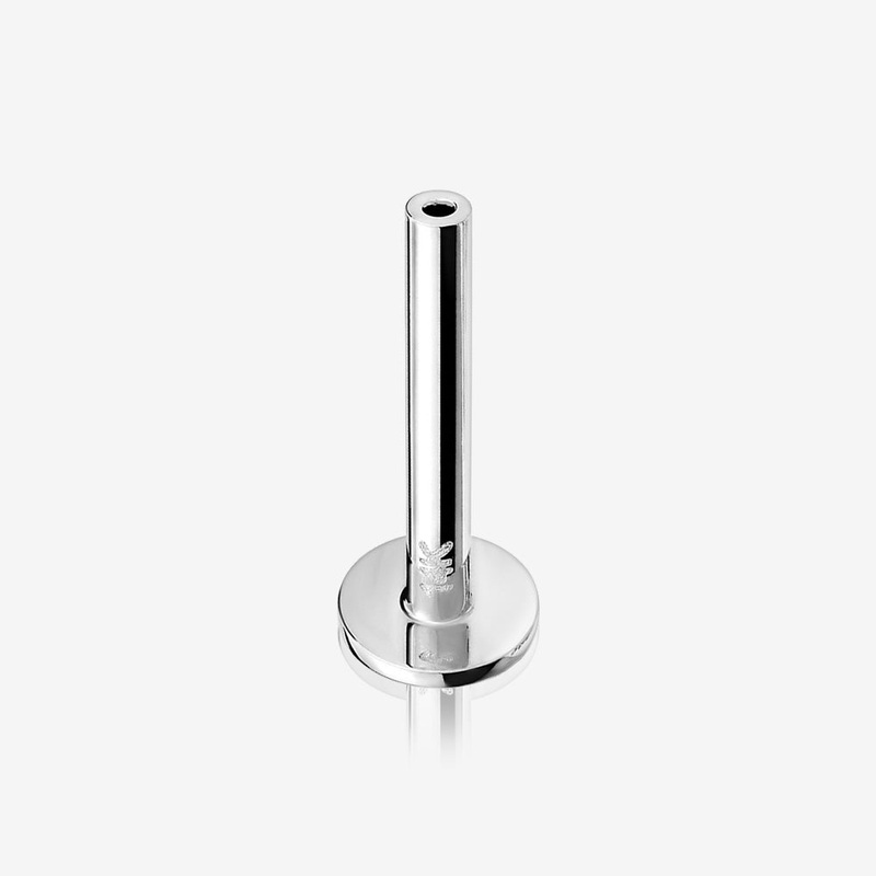 14 Karat White Gold OneFit Threadless Flat Back Stud Labret Bar Part 18 GA (1mm), 1/4″ (6mm)